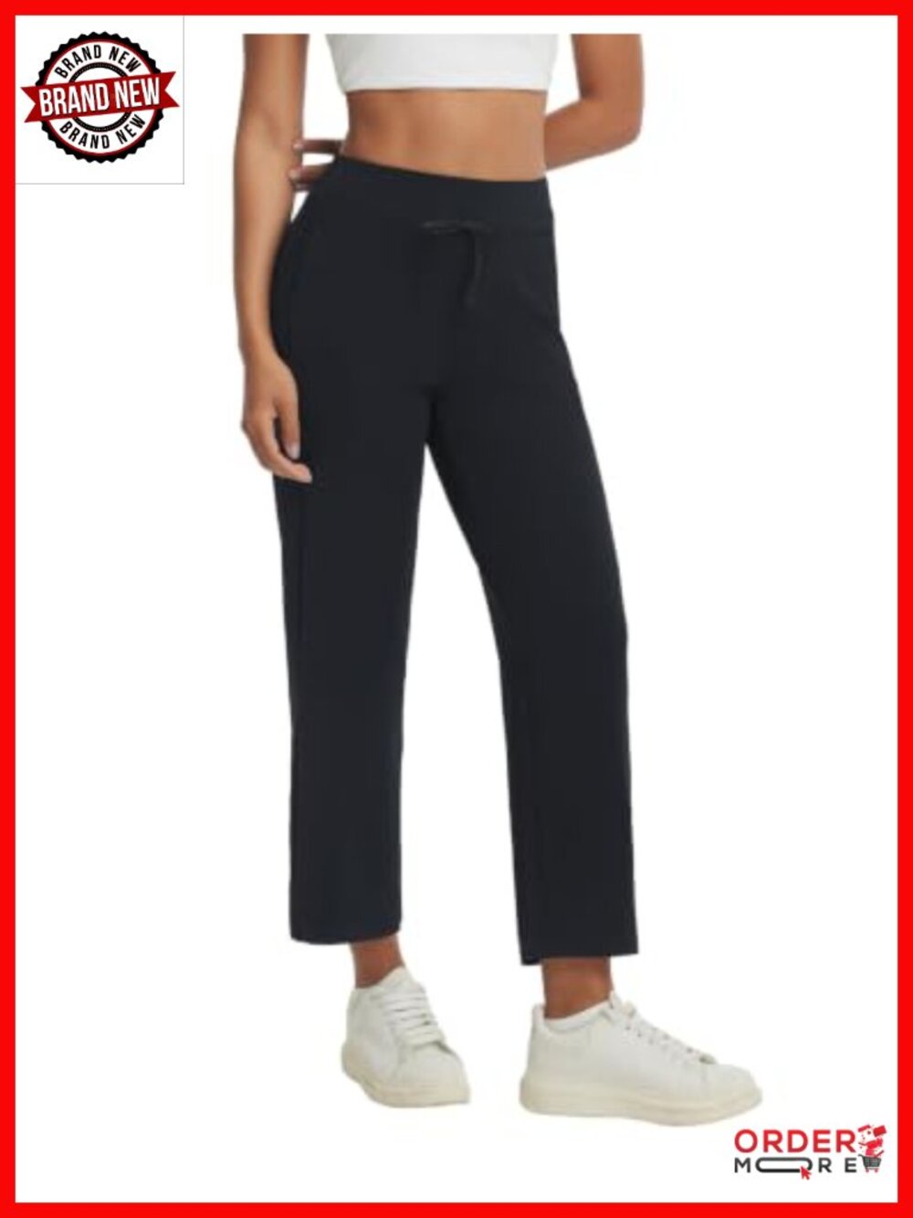 baleaf Women's 25" Athletic Pants with Zipper Pockets High Waisted Petite Golf